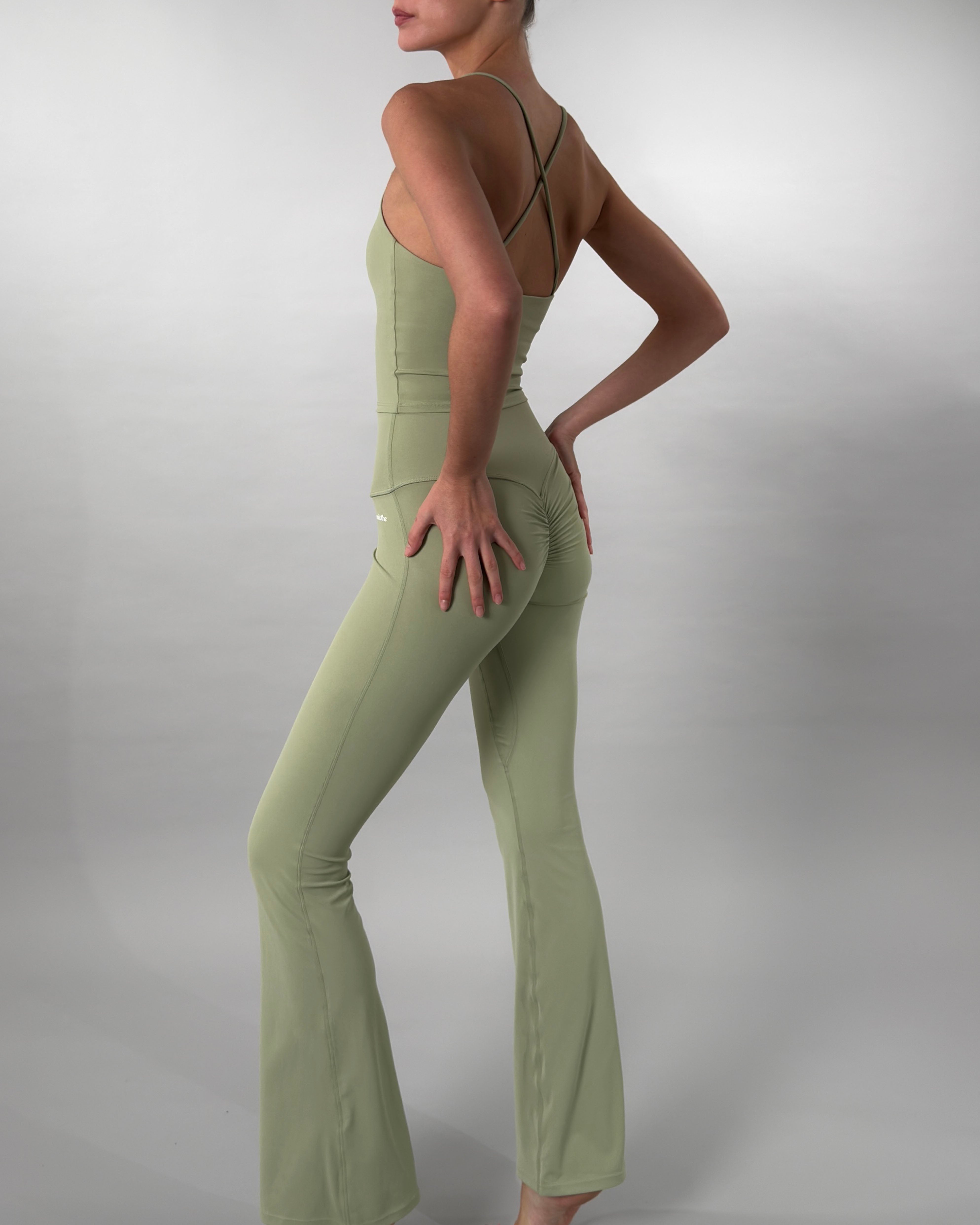 Pantalon évasé sauge